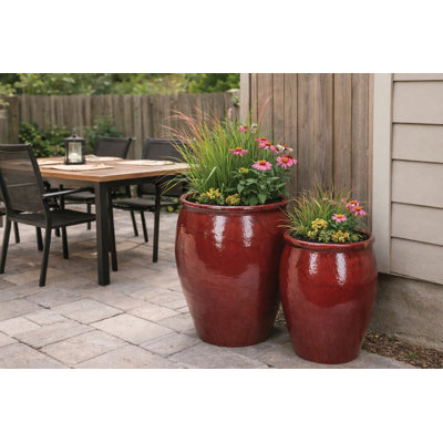 Medium Vase Set Of 2 A,B - Oxblood