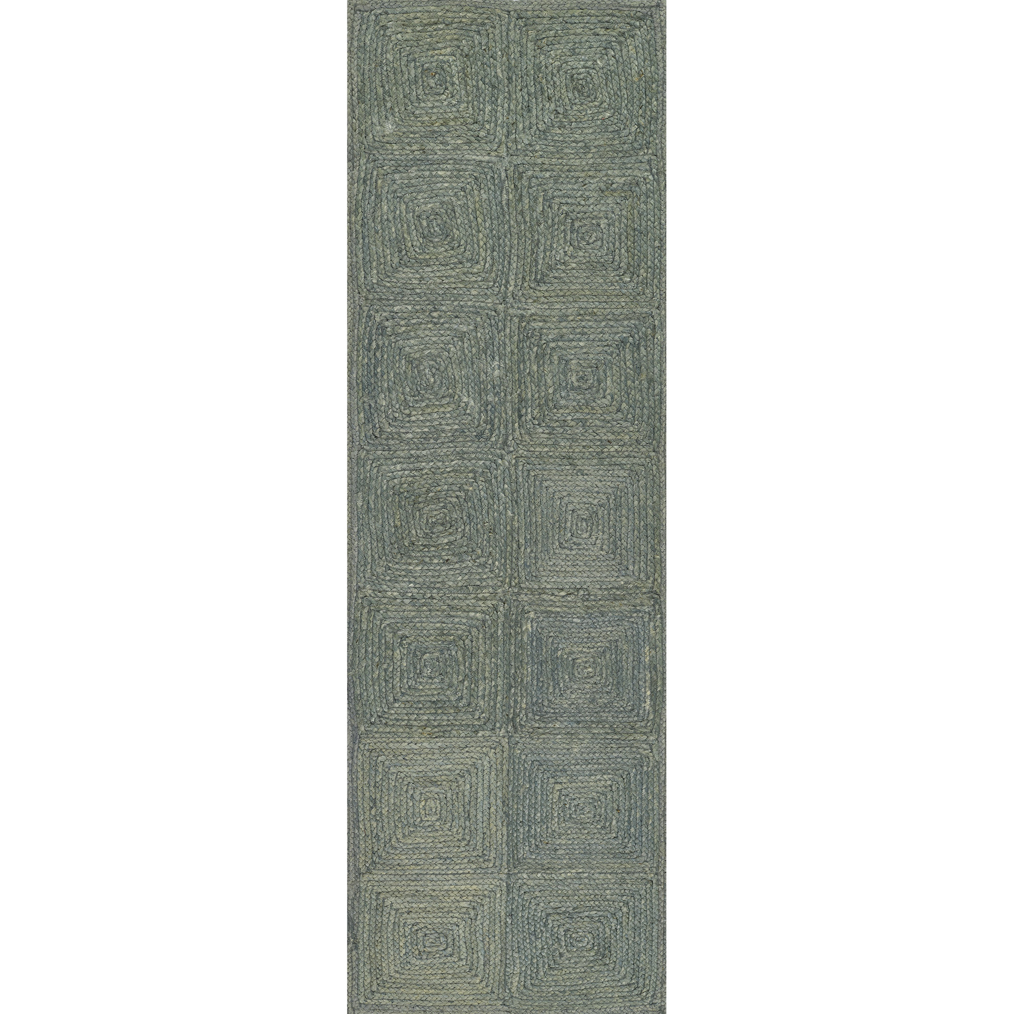 Mykonos Hand Woven Jute Geometric Blue Area Rug 2' X 3', Runner 2'3" x 8'