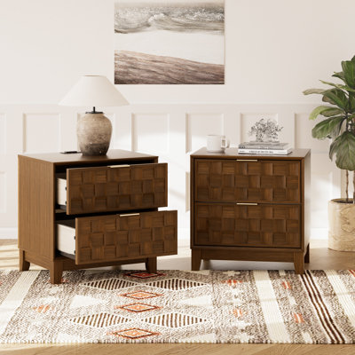 21" W Modern Wood Drawer Nightstand with Storage Drawer and USB Charging Port