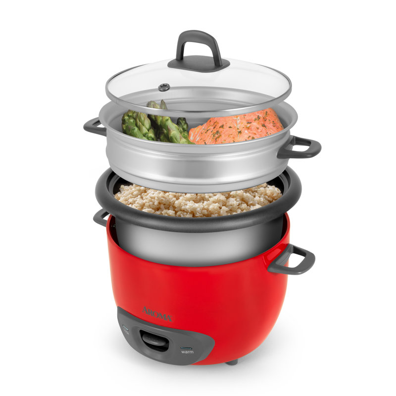 Ensemble cuiseur à riz et cuiseur à vapeur Aroma Pot, Rouge, 1,5 pte