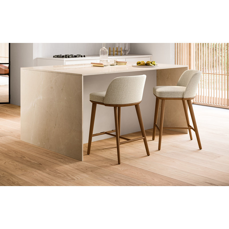 Foyer Stool With Padded Seat And Wooden Base_Bergen, Walnut, Sand