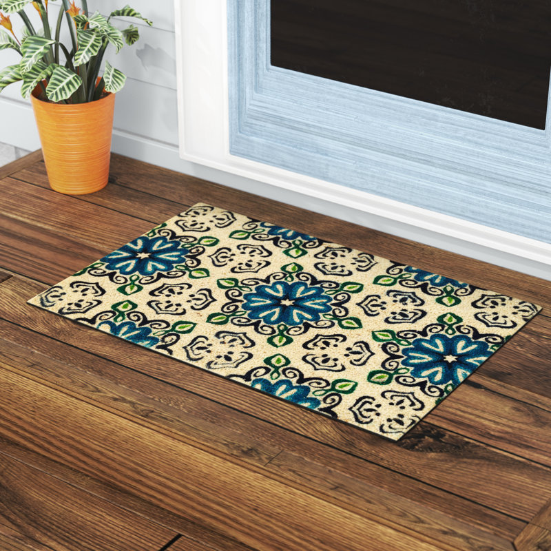Tapis d'entrée antidérapant Norayr, Rectangle 2 pi x 3 pi, Bleu marine