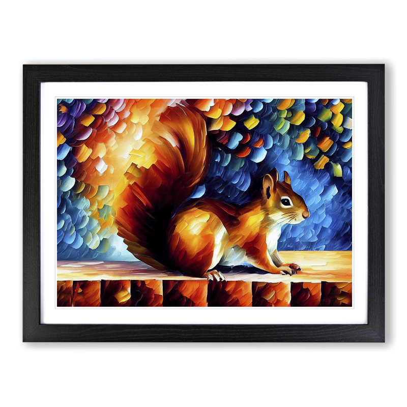 Squirrel Abstract - Single Picture Frame Print, Black