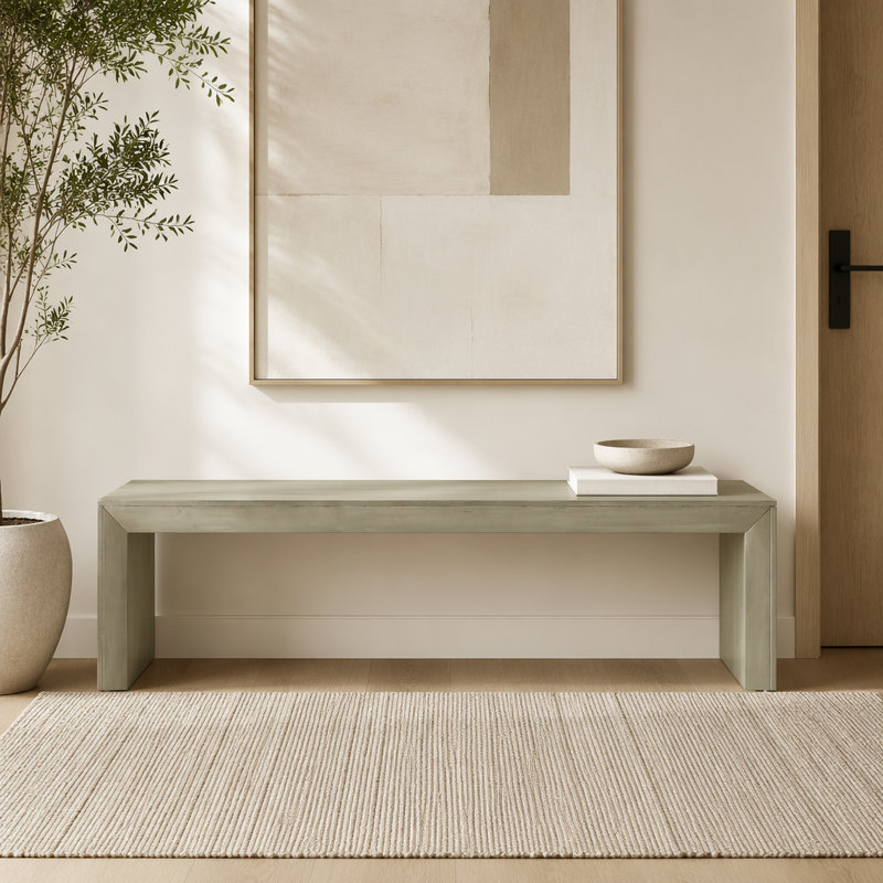 Banc de salle à manger en bois, Grey+Taupe1, 63inch