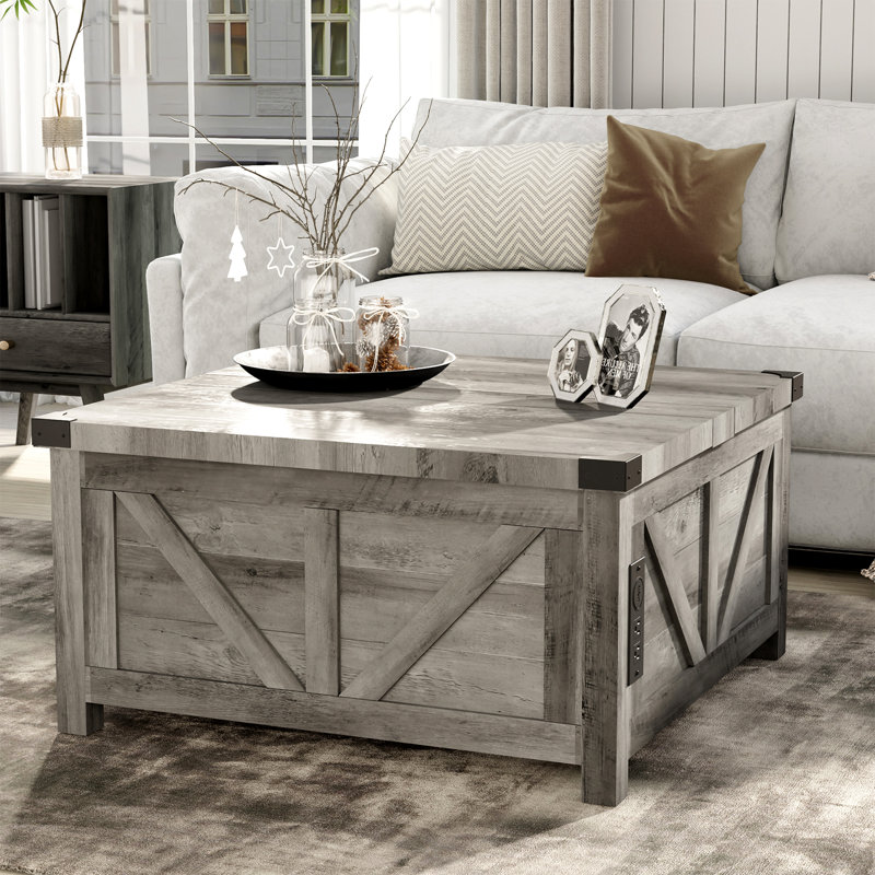 Vardell Single Coffee Table, 18.5" H x 35.6" W x 35.6" D, Gray Wash