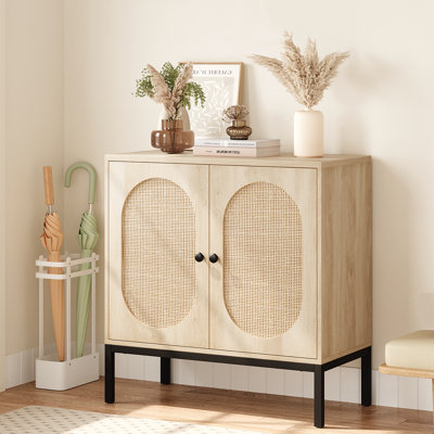 Areyona Rattan Buffet Cabinet Storage Cabinet with Doors and Shelves