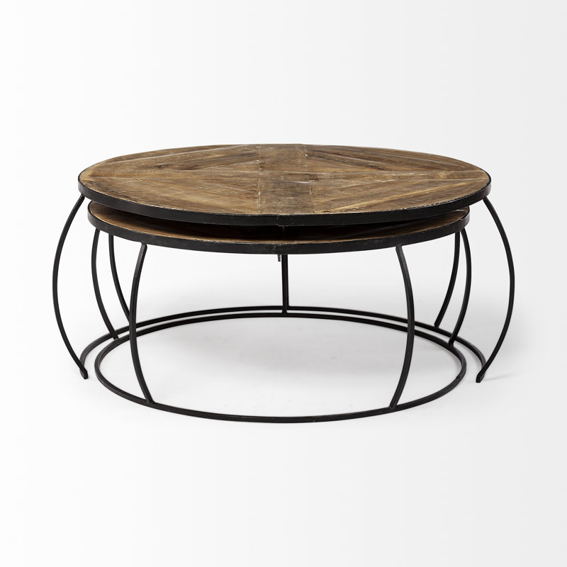 Ratcliff Solid Wood Top Nesting Coffee Table, Natural, 55.5" W x 72" L