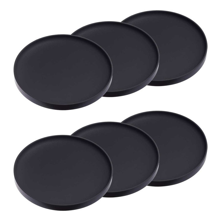 Yamazaki Home Coasters - Set of 6 - Silicone - Round - Black