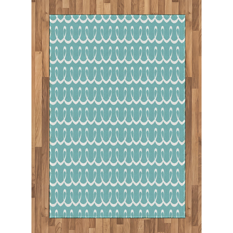 Turquoise High Density Long Fiber Poly Threads Decorative Area Rug Carpet, Rectangle 4' x 5'8"