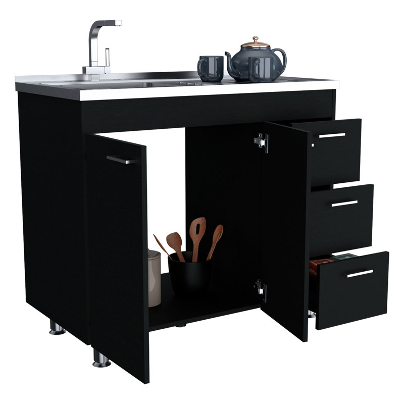Ferretti Utility Sink With Three Drawers And Double Door Cabinet
