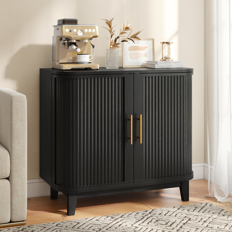 Buffet de coin arrondi 31,5 po avec tablette réglable, Noir