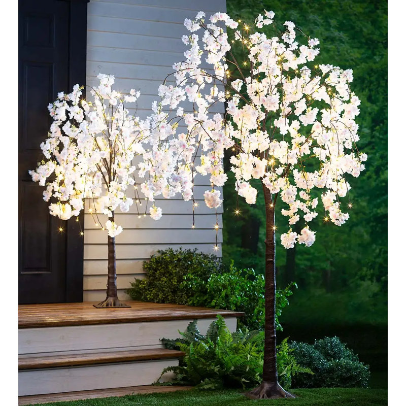 Large Lighted Faux Weeping Cherry Tree, 6''H