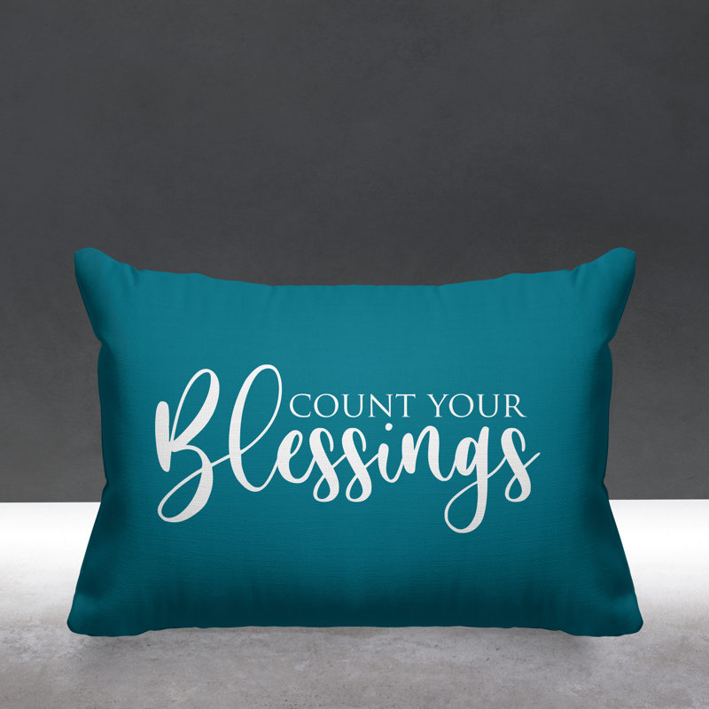 Housse et insert de coussin rectangulaire Aspire Count Your Blessings, Turquoise