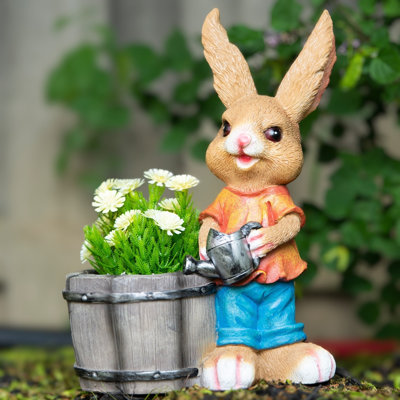 Amber Bunny Garden Delight - Polyresin Rabbit Planter