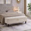 Banc repose-pieds 59 po avec rangement en tissu beige