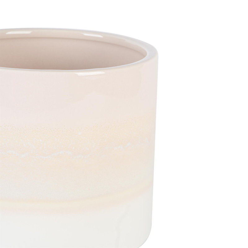 Nicola Spring - Reactive Glaze Footed Plant Pot, 13.5cm H x 14cm W x 14cm D, Pink
