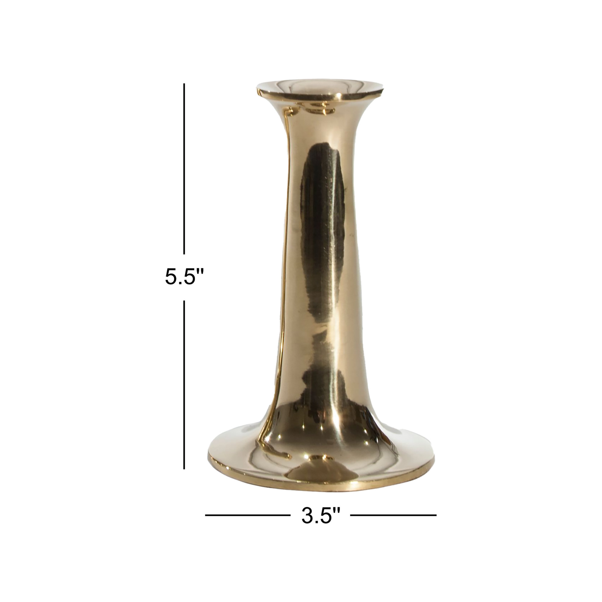 Aluminum Tabletop Candlestick, 5.5" H x 3.5" W x 3.5" D, Brass