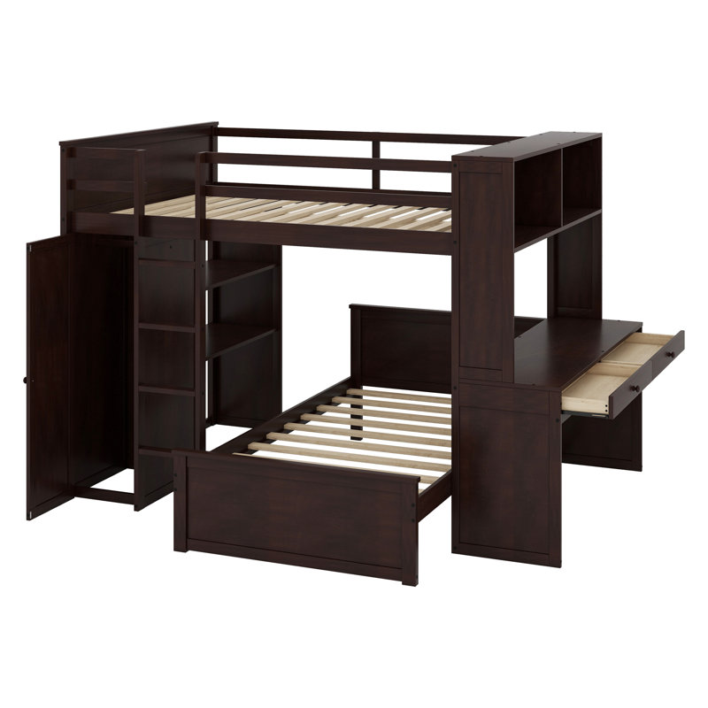 Joal Kids Full Bunk Bed with Drawers, Espresso