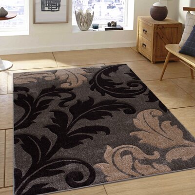 Floral Gray/White Area Rug -  AllStar Rugs, 465288-fume-5x7