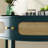 Half Moon Design End Table with Sliding Rattan Door-1727519330