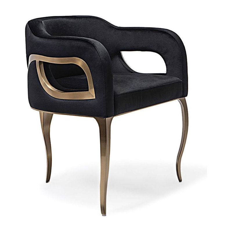 Fauteuil Iseminger, Noir, Or titane brossé