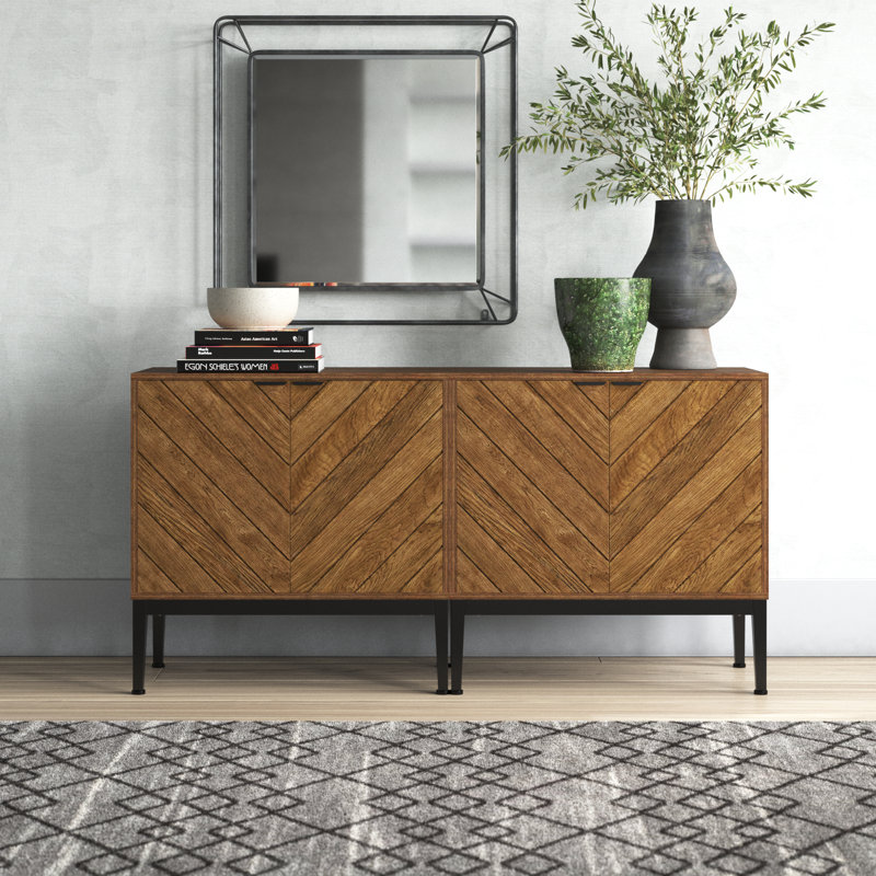 Pecoraro Modern 33"W 2-Door Accent Cabinet with Adjustable Shelves, Walnut