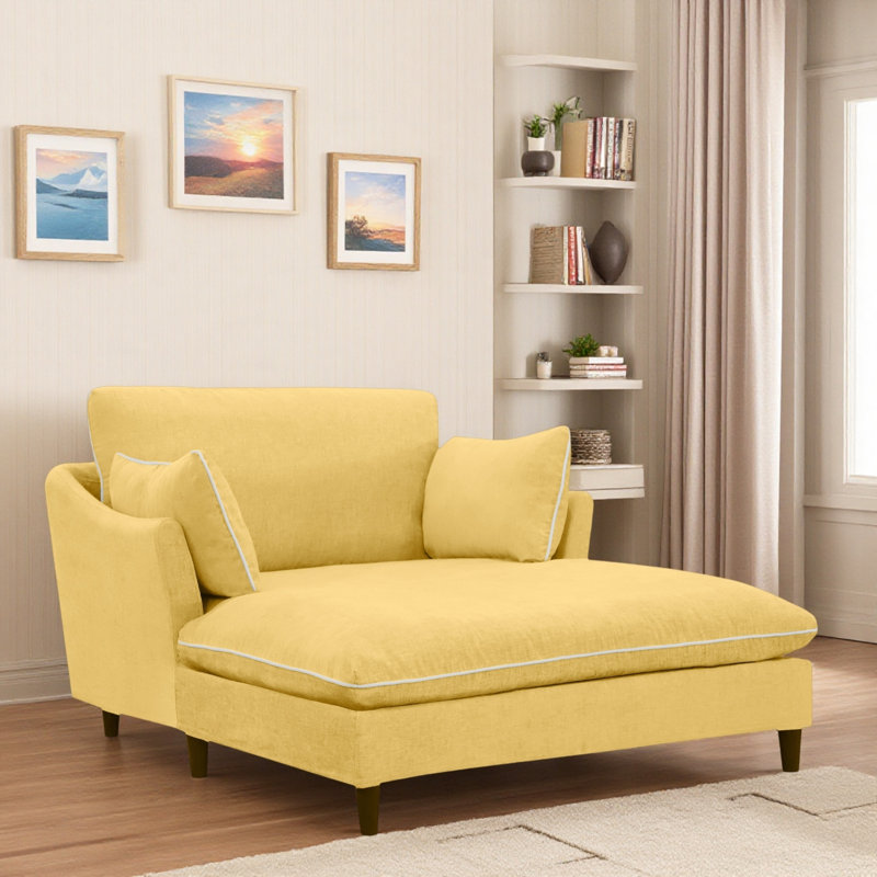 Chaise longue moderne avec coussins, Jaune
