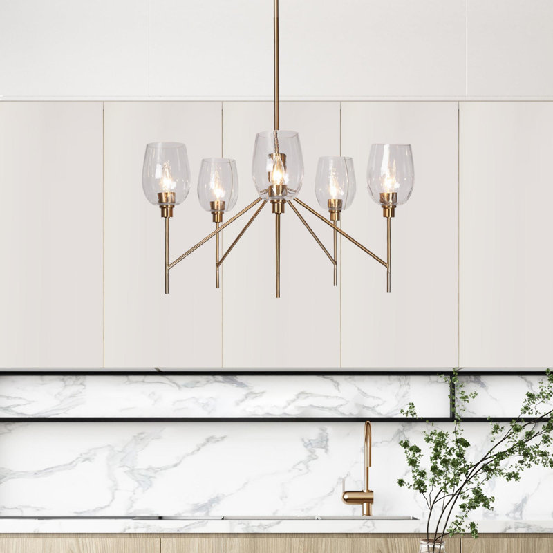 Lustre spoutnik en verre transparent à 5 lumières Adelgunde