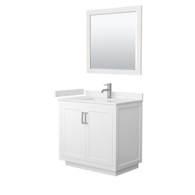 Ensemble de meuble-lavabo simple autoportant 36 po avec plateau en marbre de culture Miranda