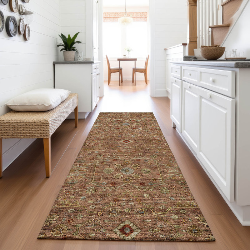 Premium Machine Washable Ducote AMF1130 Global Rug, Tapis de couloir 2 pi 3 po x 7 pi 6 po