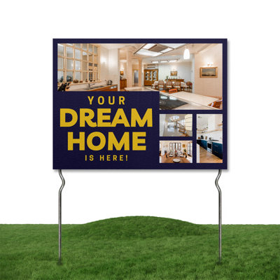 Ask Me About This Home! Yard Sign by DC | 24"x18" Double Sided Real Estate Garden Sign with 13” Metal Stakes | Outdoor Signs Waterproof for Lawn, Patio, Sidewalk & House | Set of 1 | Made in USA