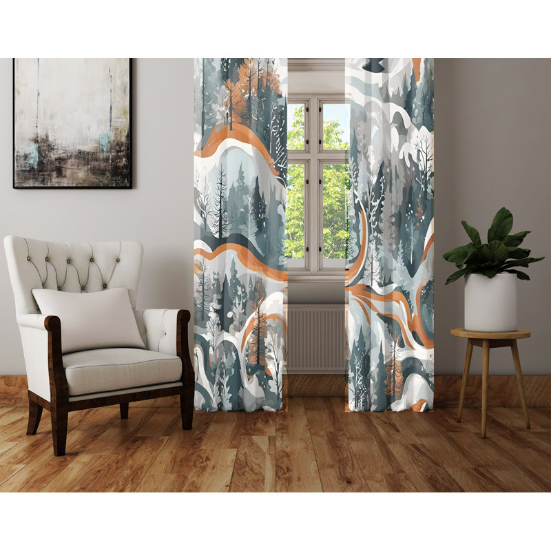 Paire de rideaux semi-transparents en polyester Aresha, L 40 po x L 82 po