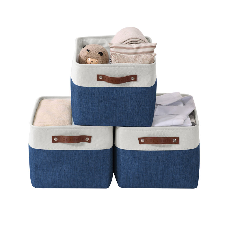 Bac en tissu, Bleu marine / blanc, 3