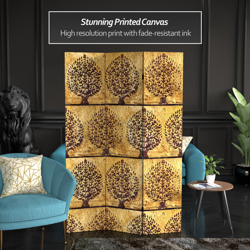 47.25'' 3 - Panel Folding Room Divider, Golden Orchard