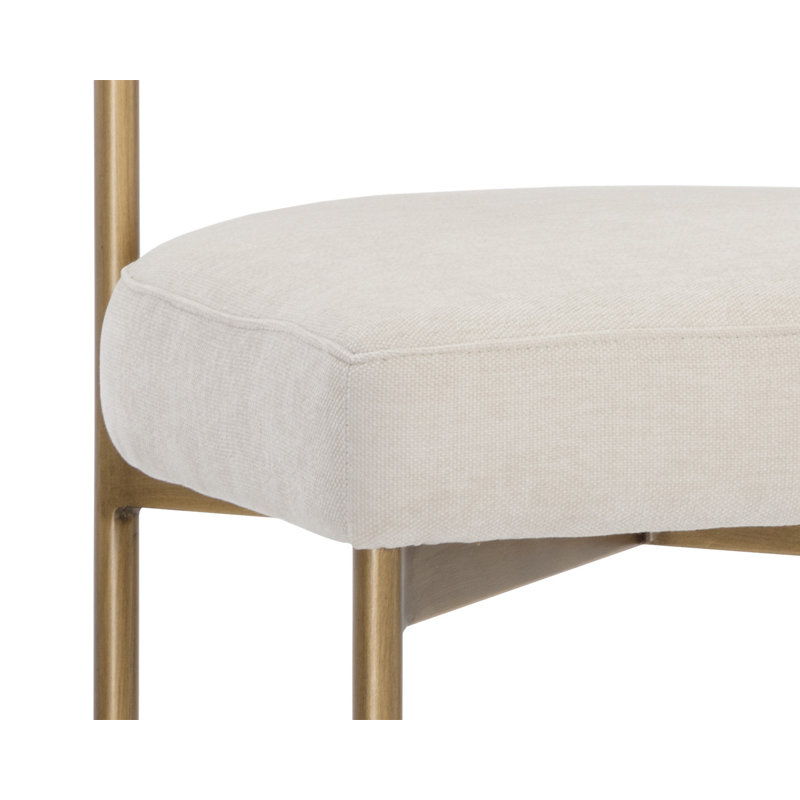 Seneca Upholstered Stool with Metal Frame, White