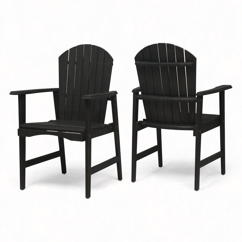 Ensemble de 2 chaises de salle à manger d'extérieur résistantes aux intempéries en bois d'acacia, Gris foncé
