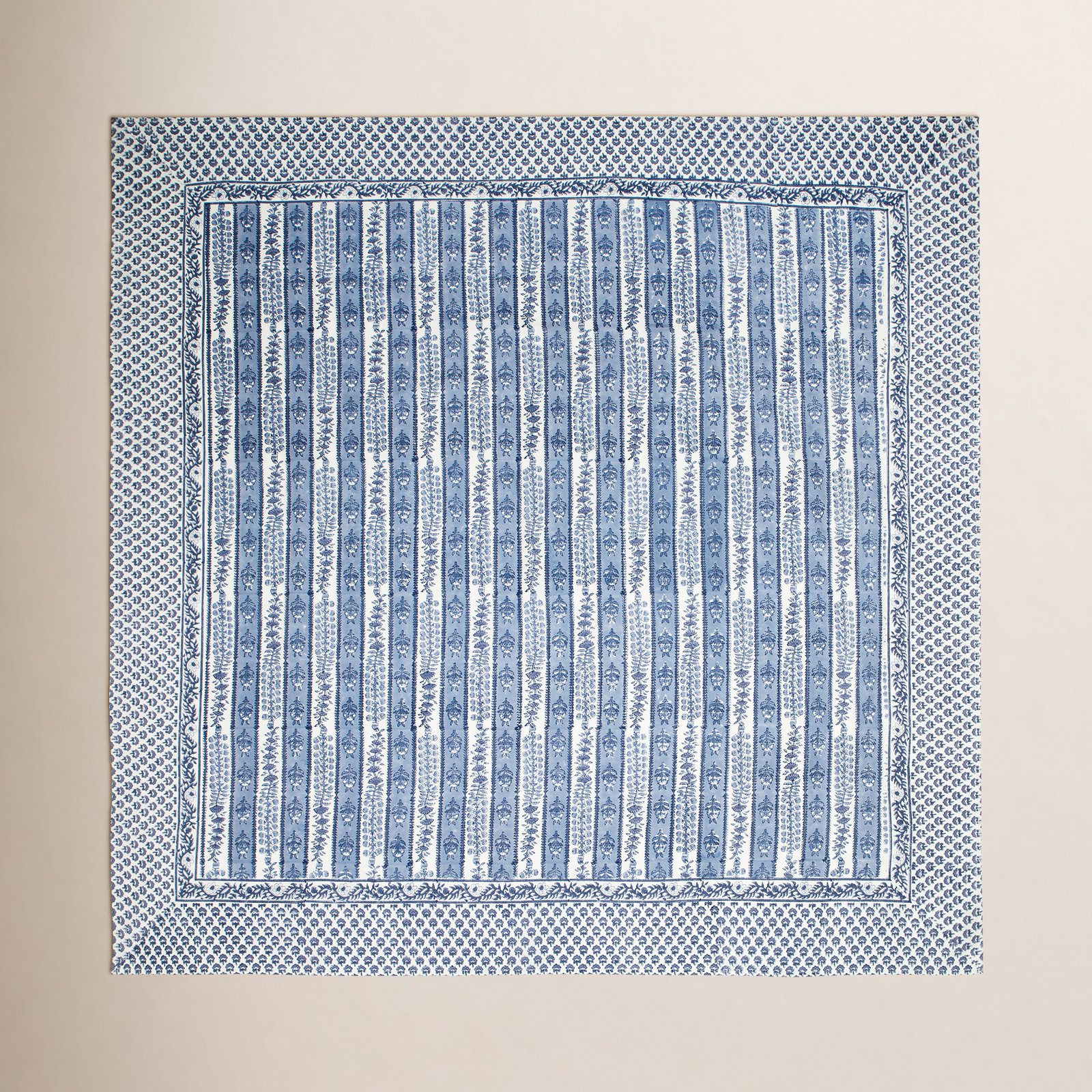 Charlemont Floral Tablecloth, 128" x 71", Dijon/Blue