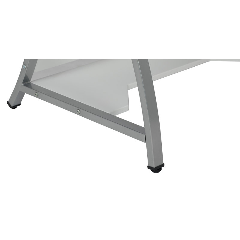 Silver and White Foldable Sewing Table with Mesh Drawers