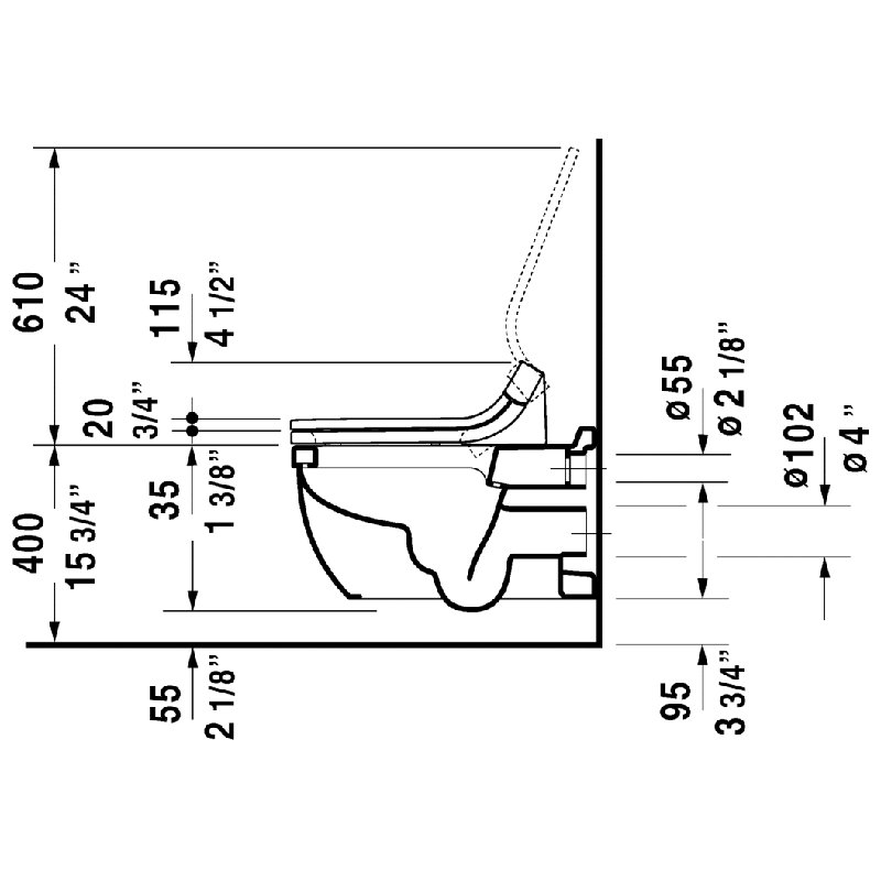 Starck 3 Wall Mounted Toilet Bowl for Sensowash Dual Flush