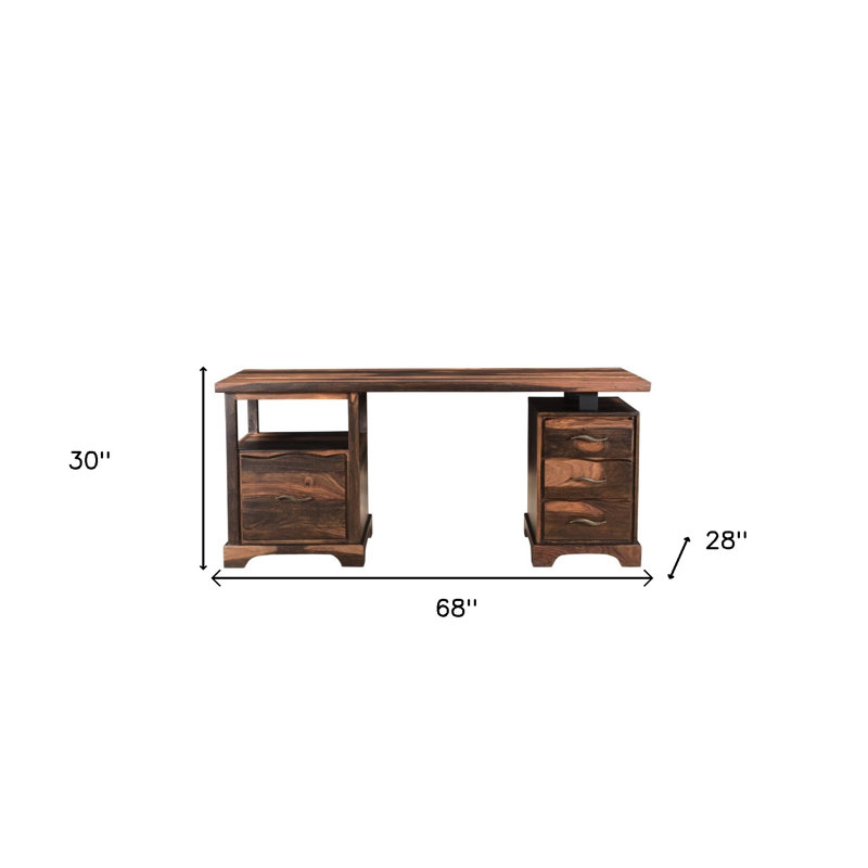 Bureau en bois massif 68 po à 4 tiroirs Natural Edge
