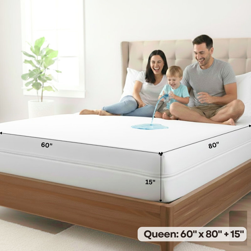 Waterproof and Hypoallergenic Zipper Mattress Encasement, Bed Bug Proof Mattress Protector, Queen