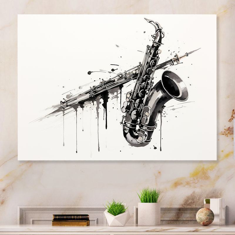 «Clarinet Curve Sleek Black I» sur, H 16 po x l 32 po x P 1 po