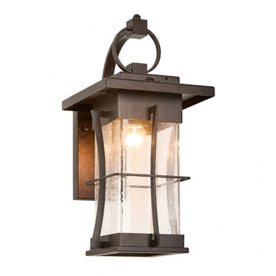 Motion Sensor Outdoor Wall Light with Dusk to Dawn Sensor, Waterproof Black Exterior Lantern for Garage