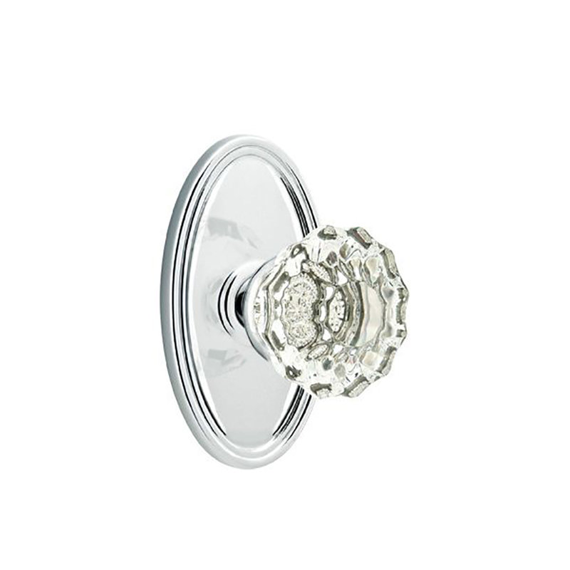 Bouton d'intimité transparent avec rose ovale Astoria, Chrome poli
