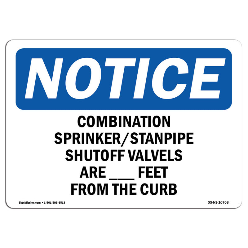 Combination Sprinkler Standpipe Shutoff Sign