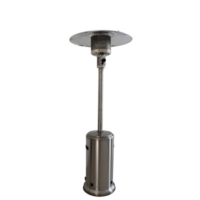 Chauffage extérieur sur pied 46000 BTU - Chaleur douce et agréable, structure en aluminium, hauteur de l'emballage : 89 cm, roulettes pour un déplacement facile, finition gris acier, poids de l'emballage : 32 kg, assemblage requis