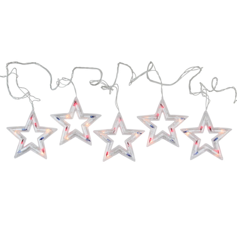 Patriotic Star - Jeu de lumières du 4 juillet - fil blanc 5,25 pi