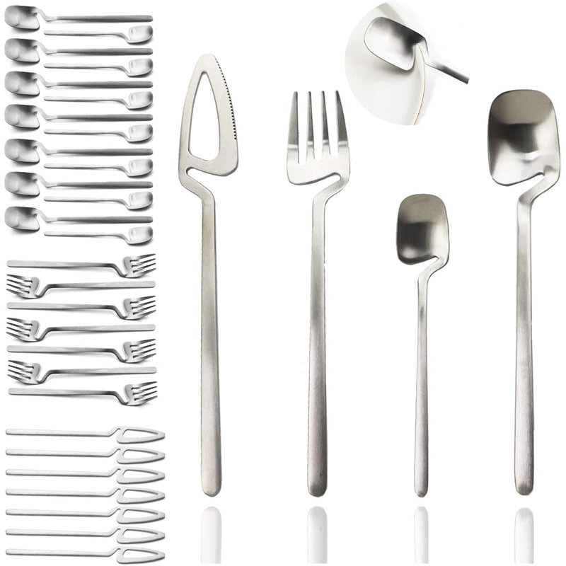 Ensemble de couverts 32 pièces avec finition mate, comprenant un couteau, une fourchette, une cuillère et une cuillère à café, service pour 8 personnes, va au lave-vaisselle