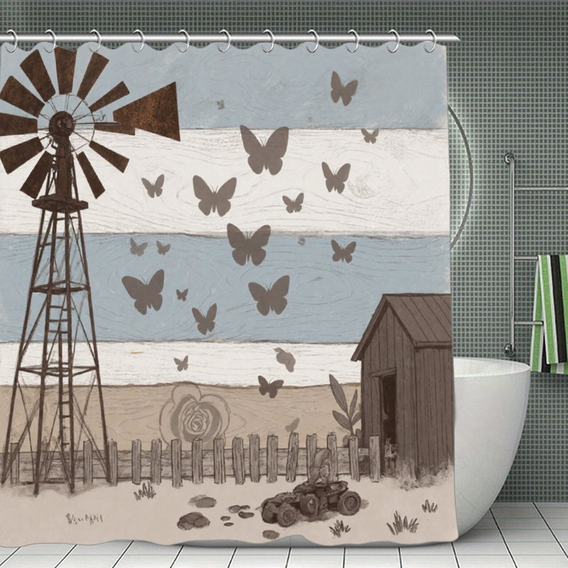 Rideaux de douche Rustic Windmill Butterfly, 71 x 71