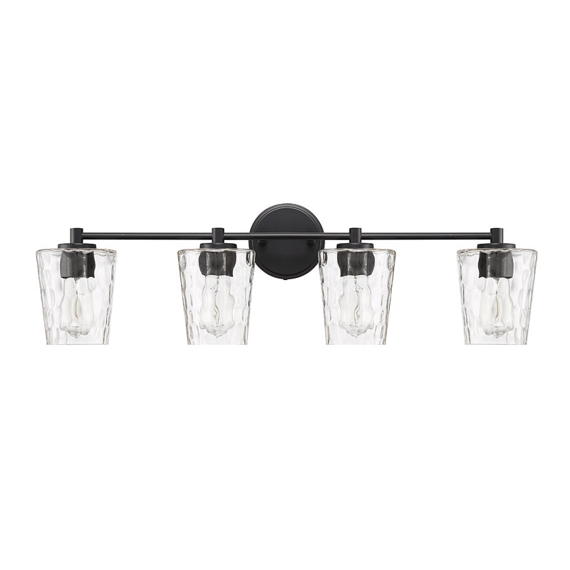  Éclairage pour salle de bain 4 lumières Ballas en nickel satiné, H 9,75 po x l 31,5 po x P 31,5 po, Argent argent